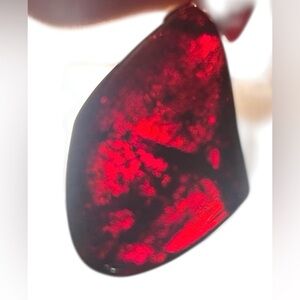 Vintage 70s baltic cherry red amber Teardrop nugget Pendant 1.5 inches length